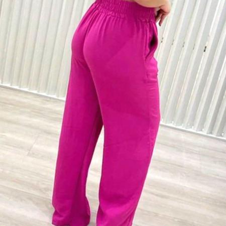 Imagem de A-Lows A&L Calça Pantalona Pernas Largas Com Bolso Cintura Alta Tendências Moda Feminina Super Envio! !