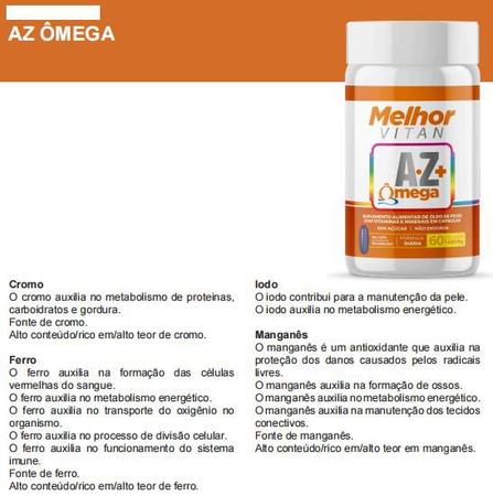 A-Z ÔMEGA Melhor Vitan 60 Capsulas - Ômega 3 / Óleo de Peixe