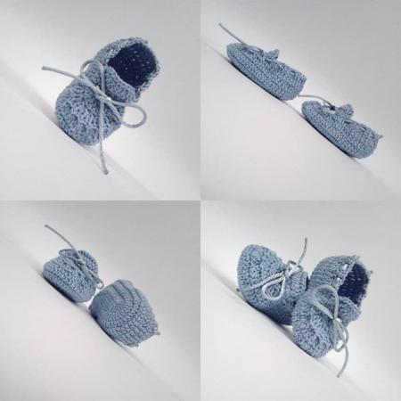 A430 Sapatinho tenis de croche para bebe masculino azul com