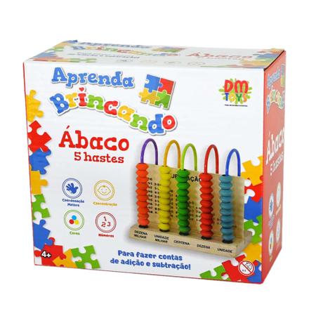 Imagem de Ábaco Infantil Educativo 5 Colunas Escolar Brinquedo Madeira DMT6736