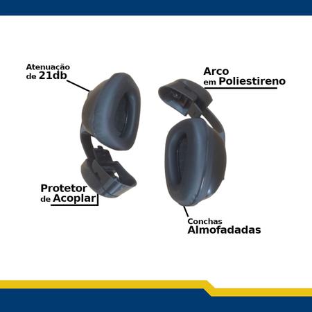 Imagem de Abafador de Ouvido Protetor Auricular Tipo Concha Acoplar Cor Preto Capacete Proficional Construção Industria
