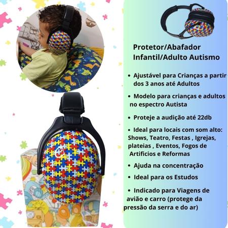 Imagem de Abafador De som e Ruido Protetor Ouvido Som Protecao infantil Adulto kids Epi Autista Quebra Cabeca