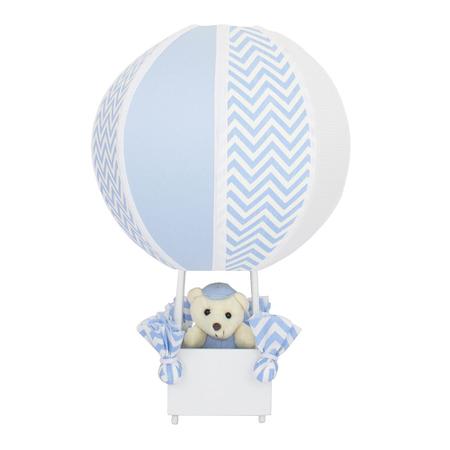 Imagem de Abajur Balãozinho Urso Chevron Azul Com Branco Quarto Bebê Infantil