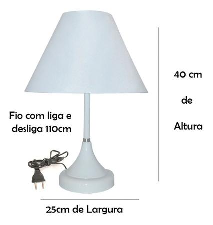 Imagem de Abajur Com A Base em várias cores E Cúpula De Algodão preta ou branca - Ideal para Sala e Quarto