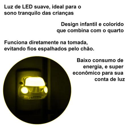 Imagem de Abajur De Tomada Infantil Quarto Luz Noturna Led Carro