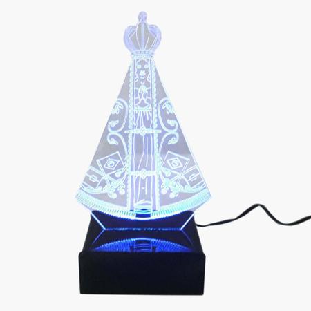 Imagem de Abajur e Luminária Nossa Senhora de Aparecida LED Azul - Universo Acrílico
