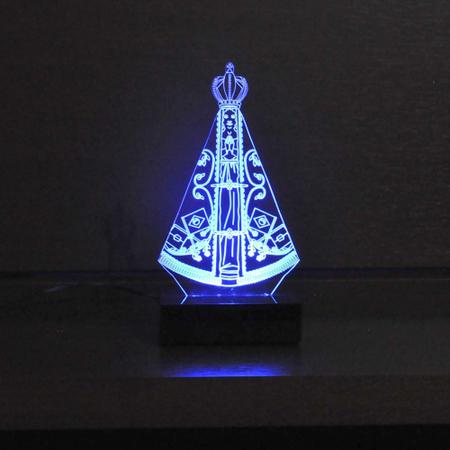 Imagem de Abajur e Luminária Nossa Senhora de Aparecida LED Azul - Universo Acrílico