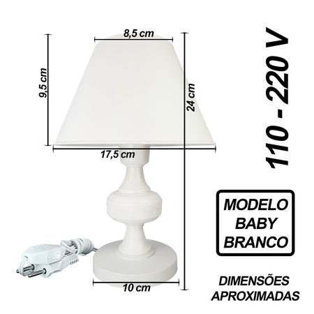 Imagem de Abajur Infantil Baby Menina Menino Quarto de Bebê  Cor Branco