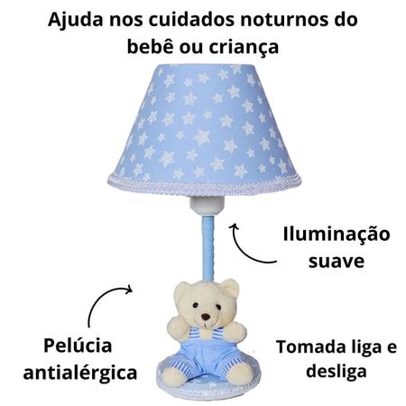 Imagem de Abajur Infantil Bebe Luminária De Mesa Urso Estrelinha