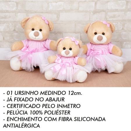 Imagem de Abajur Infantil Luminária Ursinha Bailarina Rosa Cúpula Rosa