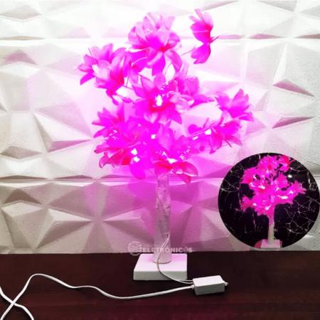 Imagem de Abajur Luminária 18 Leds Árvore Flor Rosa Quarto Sala Super Brilhante RF01RO