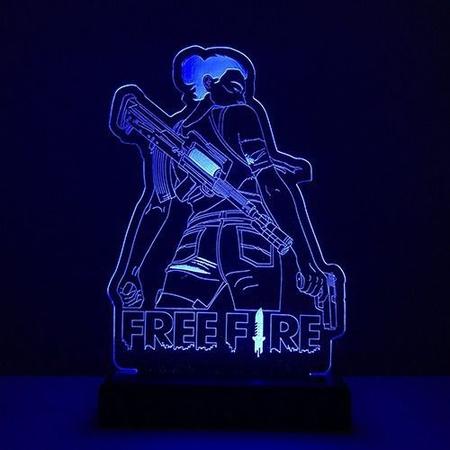 Luminária Ou Troféu Free Fire Personalizado Com Led 15x15cm