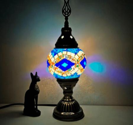 Imagem de Abajur Turco Mosaico Metal Vidro Onda Colorida Bivolt 28 cm