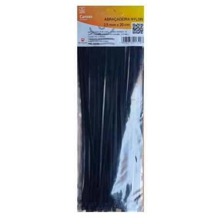 Imagem de Abraçadeira De Nylon Preto 2,5mm X 200mm 120 Peças - Canoas Ferramentas