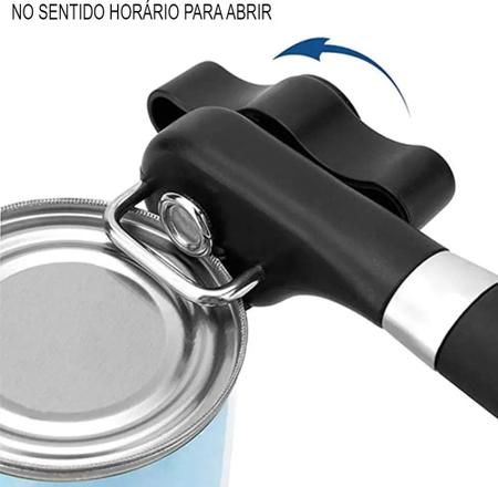 Imagem de Abridor De Lata Americano Inox Preto Profissional Resistente Manivela