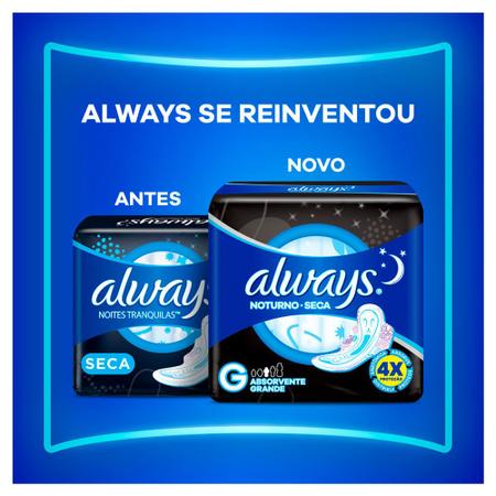 Imagem de Absorvente Always Noturno Seca Tamanho G com Abas 48 Unidades