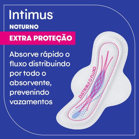 Imagem de Absorvente Intimus Noturno Cobertura Suave com Abas 30 Unidades