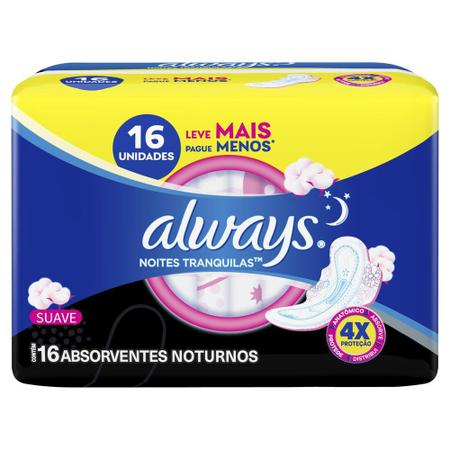 Imagem de Absorvente Noturno Always Noites Tranquilas Suave com abas 16 Unidades