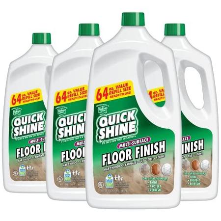 Imagem de Acabamento de piso multi-superfície Quick Shine 64oz, 4Pk  Cleaner & Polish para usar em Madeira, Laminado, Vinil de Luxo Plank LVT, Tile & Stone  Escolha mais segura c/Tecnologia de brilho limpo  Atualização de proteção ao brilho