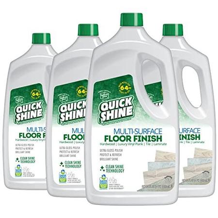 Imagem de Acabamento de piso multi-superfície Quick Shine 64oz, 4Pk  Cleaner & Polish para usar em Madeira, Laminado, Vinil de Luxo Plank LVT, Tile & Stone  Escolha mais segura c/Tecnologia de brilho limpo  Atualização de proteção ao brilho