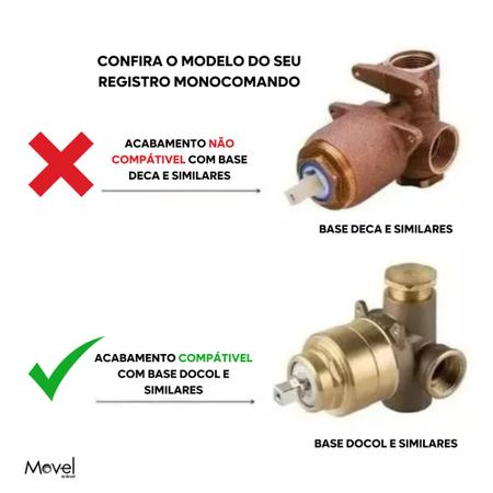 Imagem de Acabamento Monoc Chuveiro Quadrado 3/4 Cubo Base Docol Preto Fosco