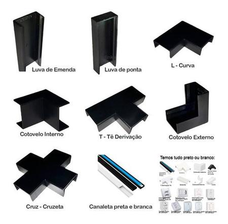Acabamento Para Canaleta Preta Preto 20x10mm Escolha - Dinka Imagem de Acabamento Para Canaleta Preta Preto 20x10mm Escolha