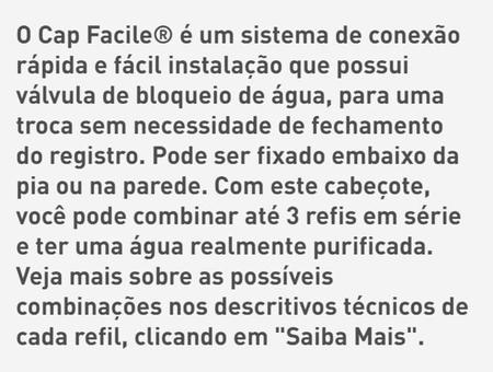 Acessório Hidrofiltros Cap Facile Engate Rápido Branco Imagem de Acessório Hidrofiltros Cap Facile Engate Rápido Branco