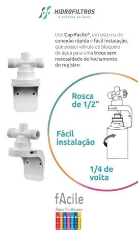Acessório Hidrofiltros Cap Facile Engate Rápido Branco Imagem de Acessório Hidrofiltros Cap Facile Engate Rápido Branco