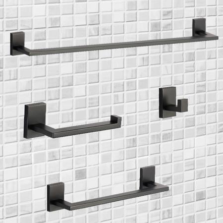 Imagem de Acessórios De Banheiro Quadrado Slim Inox Kit 4 Peças Preto