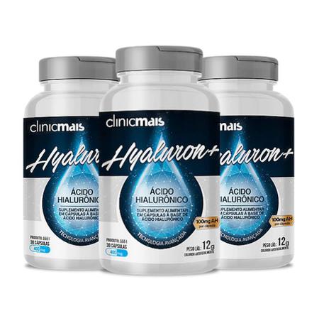 Imagem de Ácido Hialurônico Hyaluron + 30 Cáps 400Mg Kit Com 3