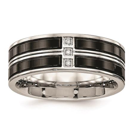 Aço inoxidável polido preto IP chapeado CZ Band - Chisel Imagem de Aço inoxidável polido preto IP chapeado CZ Band