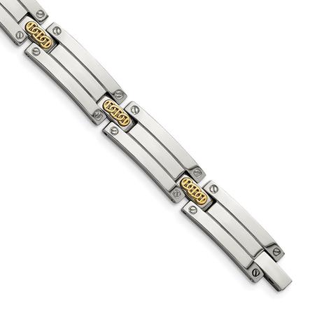 Imagem de Aço inoxidável w / 14k Accent Polido 8.5in Link Bracelet