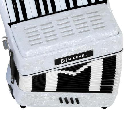 Imagem de Acordeon 8 Baixos ACM0822 PWH Branco Perola Michael C/ Bag