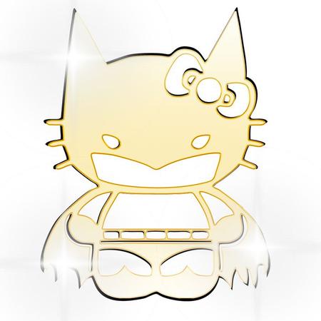 Imagem de Acrílico Decorativo Espelhado Hello Kitty + Batman Dourado