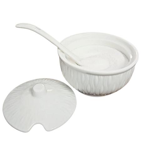 Imagem de Açucareiro Porta Açúcar em Porcelana Premium Chinesa com Colher em Porcelana