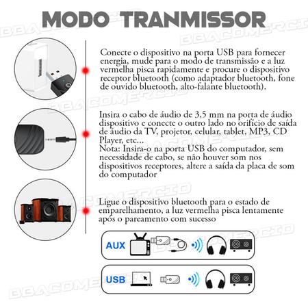 Imagem de Adaptador 3 em1 Bluetooth 5.0 Transmissor Receptor Usb Para Radio Pioneer Jvc Sony