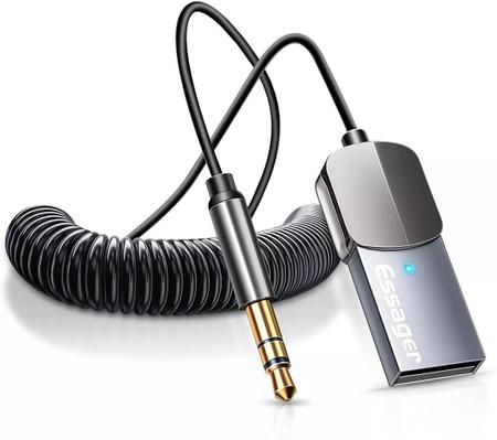 Imagem de Adaptador Aux Bluetooth Receptor Sem Fio para Carro USB Para P2 3.5mm