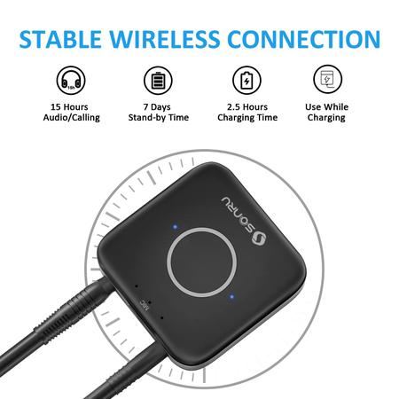 Imagem de Adaptador Bluetooth AUX SONRU Áudio sem fio Bluetooth 5.0