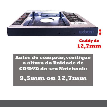 Imagem de Adaptador Caddy para HD e SSD Sata unidade DVD Notebook 12,7 mm