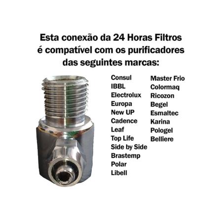 Imagem de Adaptador Conexão Rosca 1/2 Mangueira 1/4 Compatível Bebedouro  Purificador Consul Electrolux +Canopla