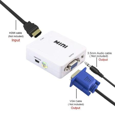 Imagem de Adaptador Conversor HDMI Para VGA Transmite Áudio E Vídeo - Fmsp