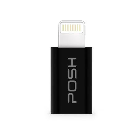 Imagem de Adaptador Conversor Lightning Micro USB carrega transfere sincroniza dados Posher Preto