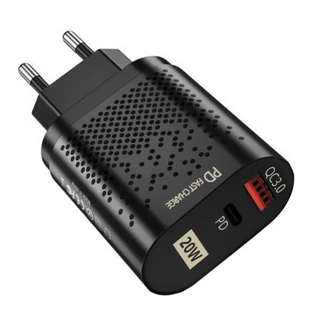 Imagem de Adaptador de Tomada Player BK-384 USB/USB-C de 20 Watts - Preto