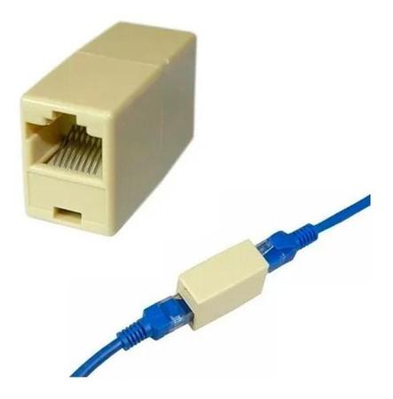 Imagem de Adaptador Emenda Cabo De Rede Internet Extensão Fêmea Rj45