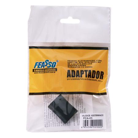 Imagem de Adaptador Emenda HDMI Padrão FêmeaxFêmea Preto FCA-03 Feasso