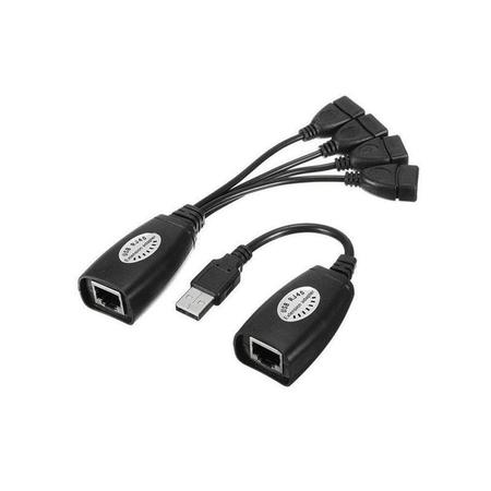 Imagem de Adaptador Extensor USB via Cabo de  Rede RJ45 com 4 Saidas USB 2.0 HUB USB