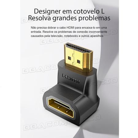 Imagem de Adaptador Hdmi - 270º Graus L Macho X Fêmea 2.0 P/ Tv Painel