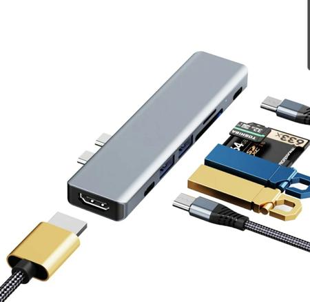 Imagem de  Adaptador Hub Thunderbolt 7 em 1 com HDMI 4k Para Apple Macbook Pro M1 e M2 e Apple Macbook Air M1 e M2