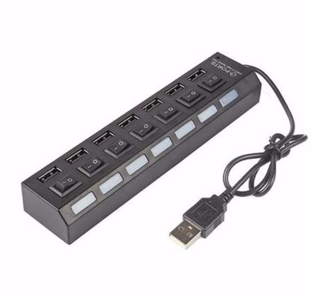 Imagem de Adaptador HUB USB 7 Portas 2.0 com Chave Liga Desliga Led Indicador Extensão Usb