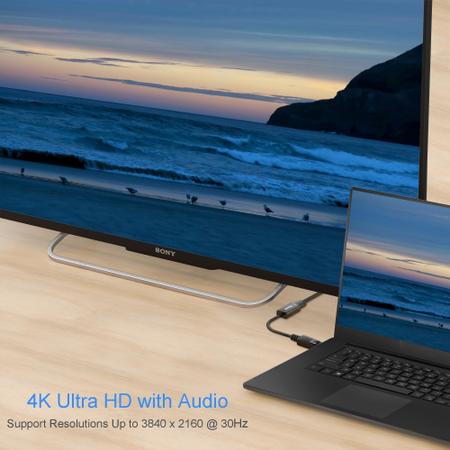 Adaptador Moread 4K DisplayPort (DP) para HDMI macho para fêmea Imagem de Adaptador Moread 4K DisplayPort (DP) para HDMI macho para fêmea